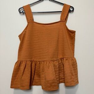 a.n.a Women's Rusty Orange Brown Peplum Tank Top